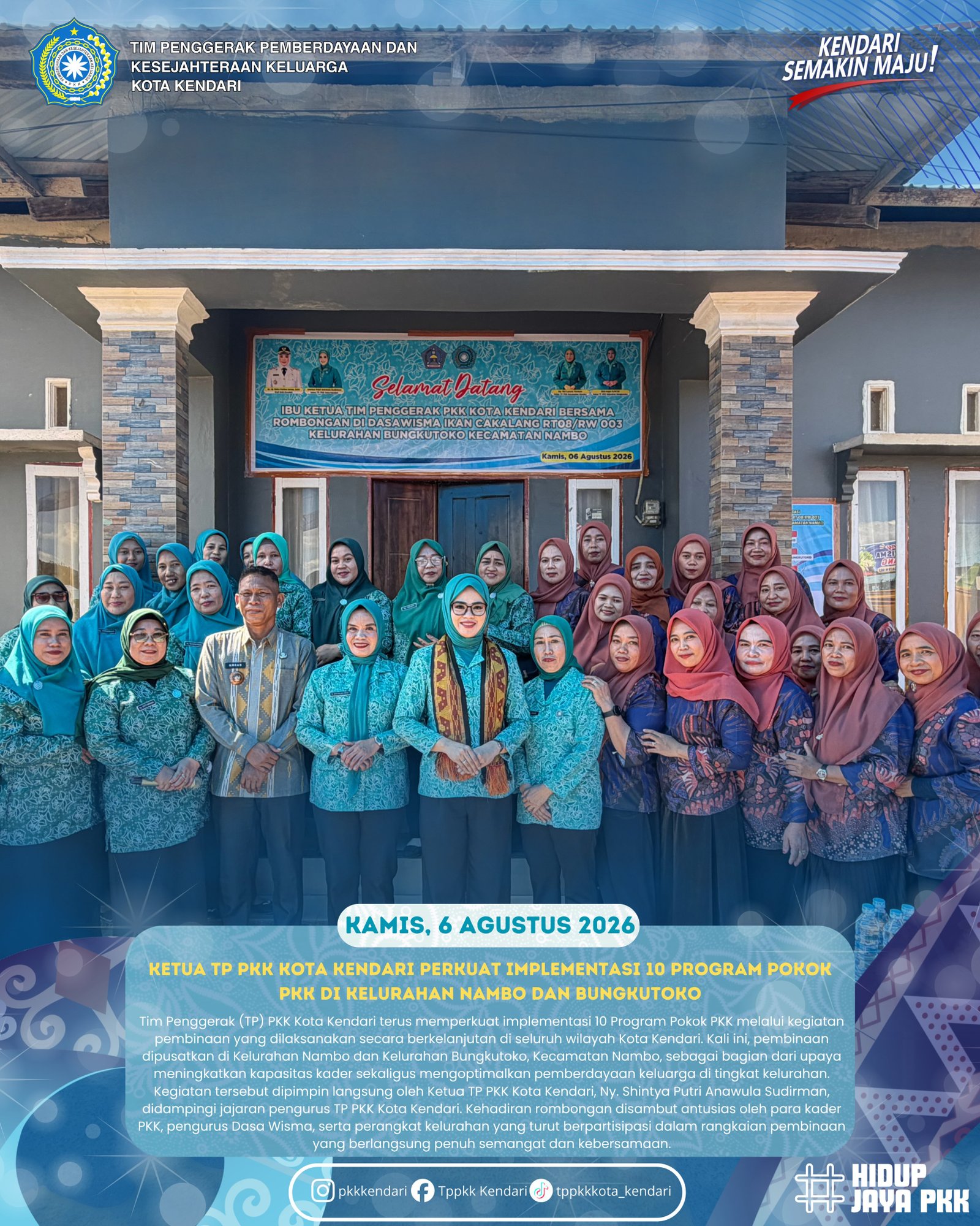 Ketua TP PKK Kota Kendari Perkuat Implementasi 10 Program Pokok PKK di Kelurahan Nambo dan Bungkutok...