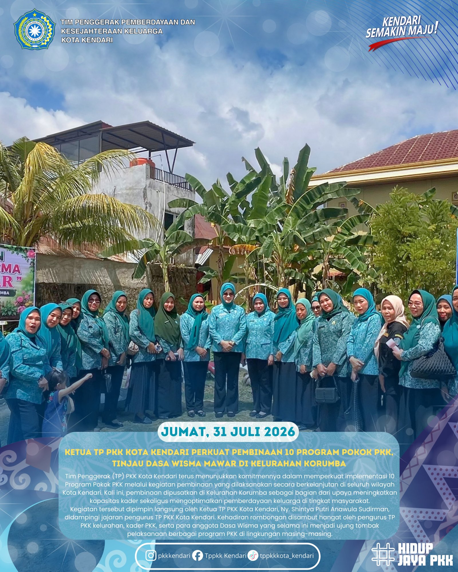 Ketua TP PKK Kota Kendari Perkuat Pembinaan 10 Program Pokok PKK, Tinjau Dasa Wisma Mawar di Kelurah...