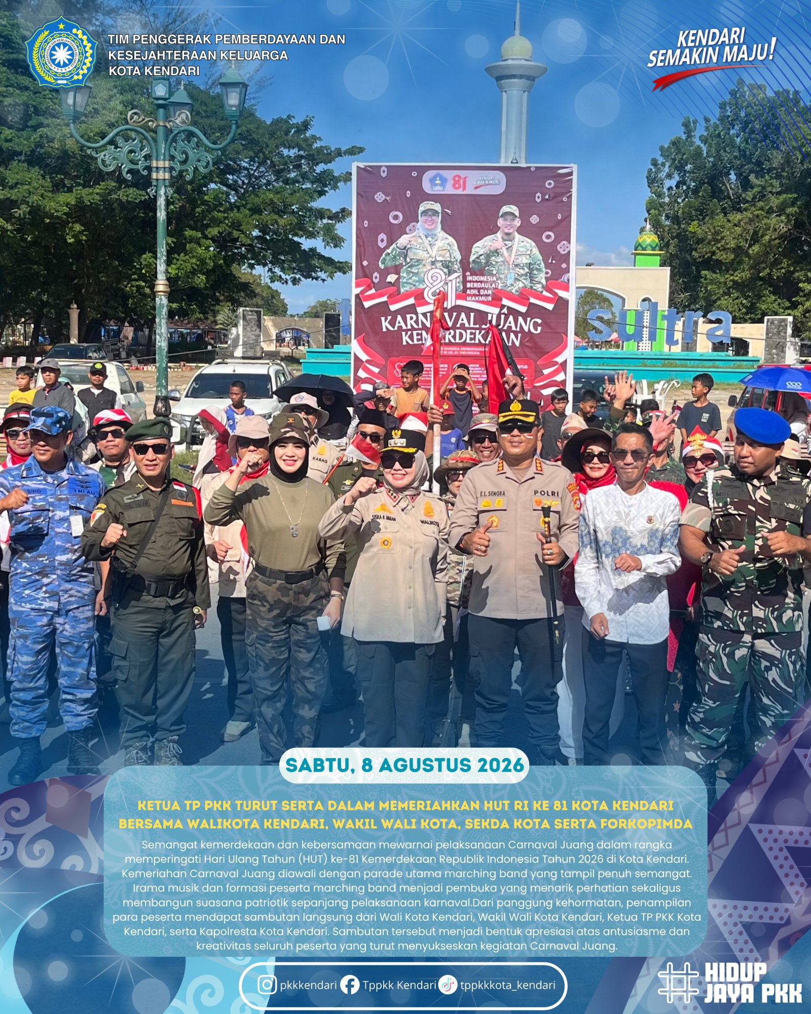Semangat kemerdekaan dan kebersamaan mewarnai pelaksanaan Carnaval Juang dalam rangka memperingati H...